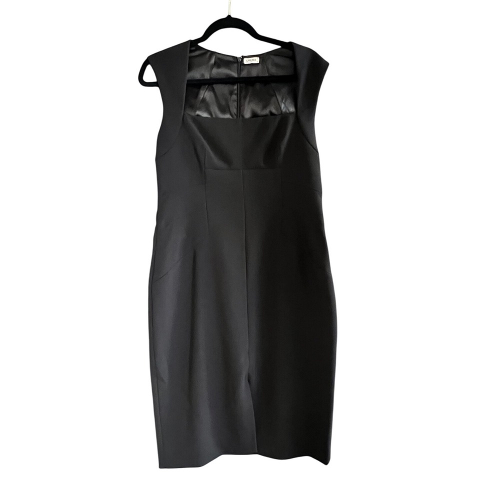 L'AGENCE Black Cotton Blend Sleeveless‎ Square Neck Sheath Dress Career Office